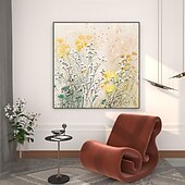billiga Blom- och växtmålningar-handgjord oljemålning canvas väggkonst dekor original färgglada blommor målning abstrakt växt blommig målning för heminredning med sträckt ram/utan inre ram målning