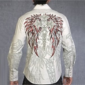 ieftine cămăși occidentale pentru bărbați-Bărbați Totem Cămașă Cămașă occidentală Cămașă de cowboy Manșon Lung Modă Designer Casual În aer liber Concediu Toamna iarna Răsfrânt Imprimeu Buton în jos Alb Mov Trifoi Albastru + Albastru Gri