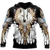 abordables sudaderas con capucha 3d para hombre-Hombre Estampado animal Estampados Sudadera Sudaderas Sudadera Con Capucha Manga Larga Sudadera con capucha Con Capucha Ropa de calle Impresión 3D Diario Deportes Negro Marrón Estampado Primavera