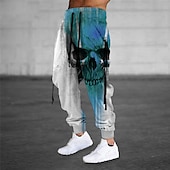 お買い得  スウェットパンツ-男性用 スウェットパンツ ジョガー ズボン ドローストリング サイドポケット 弾性ウエスト スカル グラフィック 履き心地よい 高通気性 スポーツ・アウトドア カジュアル 日常 コットン混 テリー ストリートファッション デザイナー ブルー パープル マイクロエラスティック