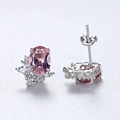 abordables Boucles D&#039;oreilles-Femme Clair Rose Diamant synthétique Boucles d&#039;oreille Clou Bijoux Fins Classique Précieux à la mode simple S925 argent sterling Des boucles d&#039;oreilles Bijoux Rose Pour Mariage Soirée 1 paire