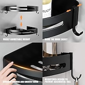 olcso Fürdőszobai polcok-zuhanykabin fürdőszoba polc hely alumínium csiszolt fekete és ezüst színű falra szerelhető háromszög zuhanysarok tároló állvány fürdőszobai kiegészítők egyrétegű