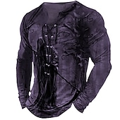 billiga skalle &amp; ben-Herr T-shirt T-shirts Grafisk Häftig dödskalle Mänsklig Krage Kläder 3D-tryck Utomhus Gata Långärmad Spetsknuten Mönster Designer Stylish Vintage Grundläggande