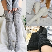 cheap Home Socks-Women&#039;s Cable Knitted THigh High Boot Socks Extra Long Winter Stockings Over Knee Leg Warmers Floor Socks Wool