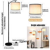 preiswerte Tisch- und Stehlampe-stehlampe multifunktional wohnzimmer optional intelligente wifi rgbcw birne und verstellbarer hebel 60-71 zoll hoch graue leinenlampe schlafzimmer sonnenschutz vertikale lampe