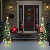 economico Luci di Natale-albero di natale con luci luci di via all&#039;aperto solare 50 led luci di palo a led lampade a stringa giardino esterno albero di natale in metallo 6 m / 19,7 pollici