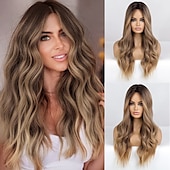 cheap Synthetic Trendy Wigs-Barbiecore Movie Wigs Blonde Highlight Wigs for Women 26 Inch Long Curly Synthetic Wigs Middle Part Blonde Highlights Hair Wigs Loose Wavy Wigs Heat Resistant