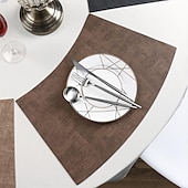abordables Plaidemats &amp; Coasters &amp; Trivets-Manteles individuales de piel sintética para mesa redonda, 1 unidad, manteles individuales con forma de cuña, manteles redondos resistentes al calor para mesa de comedor, manteles impermeables de PU