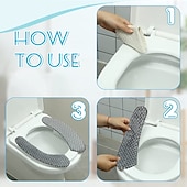 abordables Accessoires pour salle de bains-épais rembourré siège de toilette couverture tapis chaud en peluche siège de toilette coussin antidérapant doux coussin de toilette lavable siège de toilette tapis chauffant avec ruban auto-adhésif