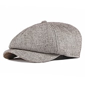 お買い得  メンズハット-男性用 ベレー帽 キャスケット ブラック カーキ色 コットン プリント シンプル 1920年代のファッション ホリデー ストリート 日常着 週末 縞 携帯用 履き心地よい ファッション