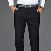 preiswerte Schlank-Herren Anzughosen Hose Hosen Chinesisch Chino Tasche Glatt Komfort Atmungsaktiv Hochzeit B¨¹ro Geschäft Schick &amp; Modern Klassisch Schwarz Dunkel Blau Hoher Taillenbund Mikro-elastisch