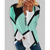 billiga Randiga och geometriska toppar-dam plus size dragkedja sweatshirt sweatshirt grafiskt block dagligt sporttryck kvartsdragkedja aktiv streetwear halv dragkedja lång ärm utan foder bekvämt ventilerande mjukt tyg