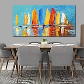 abordables Peintures paysages-Mintura main bateau paysage peintures à l&#039;huile sur toile mur art décoration moderne abstrait image pour la décoration intérieure roulé sans cadre non étiré peinture