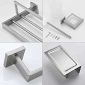 economico Set di accessori da bagno-set di ferramenta per il bagno 4 pezzi, accessori per il bagno a parete rimodellati in acciaio inossidabile sus304, include 1 portasciugamani, 1 portasciugamani.1 porta carta igienica, 1 set di