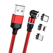 levne Kabely pro mobilní telefony-Vícenásobný nabíjecí kabel 0,5M (1.5Ft) 3,3 stop 6,6 stop USB A na Lightning / micro / USB C 2.4 A Nabíjecí kabel Rychlé nabíjení Nylonové pletené 3 v 1 Magnetické Pro Samsung Xiaomi Huawei Doplňky k