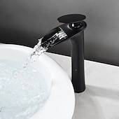 cheap Bathroom Sink Faucets-Waterfall Bathroom Sink Mixer Faucet Tall, Mono Wash Basin Single Handle Taps Deck Mounted, Washroom with Hot and Cold Hose Monobloc Vessel Water Brass Tap