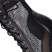 abordables Botas de baile-Botas de baile de malla con cordones negros sexys para mujer con diseño de punta abierta: ideales para fiestas de baile y presentaciones