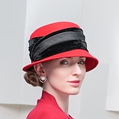 お買い得  パーティーハット-ビンテージ スタイルのエレガントな 100% ウール / フェザー付きフランネル帽子 / トリム 1pc 特別な行事 / 休日のかぶと