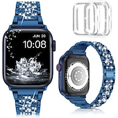 cheap Apple Watch Bands-[1+2Pack] Jewelry Bracelet Compatible with Apple Watch band 38mm 40mm 41mm 42mm 44mm 45mm 49mm with Case Bling Diamond Rhinestone Strap Replacement Wristband for iwatch Series Ultra 8 7 6 5 4 3 2 1 SE
