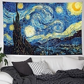 billige kunsttepper-van gogh maleri stor vegg billedvev kunst dekor teppe gardin hengende hjem soverom stue dekorasjon polyester