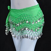 Belly Dance Hip Scarf Coin Beading Sequins Women's Training Chiffon3