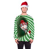 billige Morsomme julegensere og -gensere-Snømann Jerseysjakke Hattetrøje Pullover Morsom julegenser 3D-utskrift Herre Dame Jul Karneval Maskerade julaften Jul Voksen Fest Jul Topp