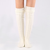 cheap Home Socks-Women&#039;s Cable Knitted THigh High Boot Socks Extra Long Winter Stockings Over Knee Leg Warmers Floor Socks Wool