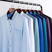 preiswerte Button-Down-Hemden für Herren-Herren Oberhemd Hemd Bügelfreies Hemd Kragenhemd Stretch Grafik-Drucke Hochzeit Outdoor Meeresblau Schwarz Weiß Wein Langarm Umlegekragen Frühling Herbst Bekleidung