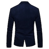 billige Herre Klassiske Blazere-Herre Kordfløyel jakke Blazer Virksomhet Feriereise Holdbar Fritid / hverdag Lomme Vinter Vår &amp; Vinter Ensfarget / vanlig farge Oppvarminger Komfort Rett Krage Normal Burgunder Mørk Marinebl