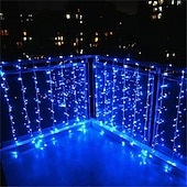 abordables Guirlandes lumineuses à brancher-Guirlande lumineuse à LED pour rideau de fenêtre de réception de fête de mariage élégante 3x3m&amp;amp;Guirlande lumineuse de Noël en forme d&#039;étoile scintillante, 6 x 3 m, 600 LED, pour la maison, le
