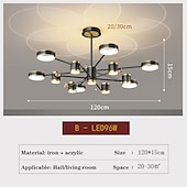 economico Luci a sospensione-lampada a sospensione a led dimmerabile, lampadario sputnik moderno cerchio a 12 luci paralume in acrilico lampada da soffitto in metallo vintage con finitura cromata per isola cucina sala da pranzo