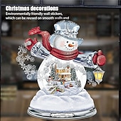 billiga Klistermärke-jul fönster klistermärken träd vinter girlander fönster klistermärken heminredning kristall träd jultomten snögubbe roterande skulptur dekorationer avtagbar pasta