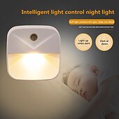cheap Plug-in Night Light-Plug in LED Night Lights Motion Sensor Dusk to Dawn Bedside Lamp 1/3/6pcs EU US Plug Intelligent Light Control LED Night Light Home Bedroom Kitchen Dormitory Lighting