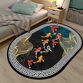 billige 3D digitale utskrifts tepper-3d oval gulvmatte stue teppe hjem soverom garderobe stue gulvmatte maskinvaskbart teppe