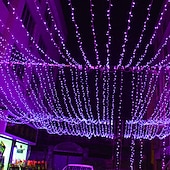 abordables Guirlandes lumineuses à brancher-Guirlande lumineuse à LED pour rideau de fenêtre de réception de fête de mariage élégante 3x3m&amp;amp;Guirlande lumineuse de Noël en forme d&#039;étoile scintillante, 6 x 3 m, 600 LED, pour la maison, le