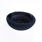 halpa Juhlapäähineet-Vintage-tyyli Tyylikäs 100% villa / Sametti hatut kanssa Ruseteilla / Koristehelmillä / Reunat 1kpl Kausaliteetti / Pyhäpäivä Päähine