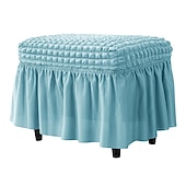 economico Fodera per poggiapiedi-fodera per pouf in spandex seersucker, fodera per poggiapiedi rettangolare elasticizzata bordeaux, fodere lavabili e sfoderabili per pouf contenitore, protezione in spandex alta per poggiapiedi