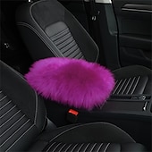 abordables Reposacabezas para coche-Funda de Consola Central de Auto Universal Funda de Apoyabrazos de Piel de oveja de cuero genuino Protector Esponjoso