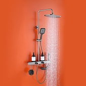 abordables Grifos de ducha-Grifo de ducha, sistema de ducha Sistema de cabezal de ducha tipo lluvia Ducha de mano incluida Ducha multirociador Acabados pintados contemporáneos Montaje exterior Válvula de cerámica Grifos