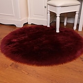 abordables tapis salon et chambre-Tapis en peluche doux coussin de chaise de couleur unie coussin de couverture de chevet de chambre à coucher tapis rond