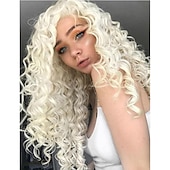 economico Parrucche trendy sintetiche-parrucche sintetiche lunghe ricci per le donne parrucca di repalcement dei capelli dell&#039;onda sciolta rosa bianca riccioli soffici parrucca del partito quotidiano parrucca ondulata lunga parrucche del