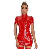 ieftine Costume de dans-Costum de Dans Imbracaminte de dans exotice dans la bară Rochie Lanț metalic Culoare Pură Despicare Pentru femei Performanță Antrenament Manșon scurt Căzut Poliester PU