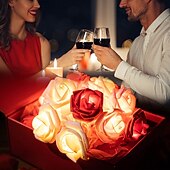 abordables Guirlandes lumineuses à piles-Guirlande lumineuse élégante de roses pour réception de mariage, guirlande lumineuse à piles 40/20/10 LED 6 m/3 m/2 m pour Noël&amp;amp;décorations de fête, décorations de mariage et de Saint-Valentin