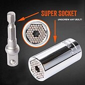 cheap Wrench-2pc 7-19mm Universal Socket Wrench, Multi-function Ratchet, Hand Drill Motorcycle Repair Socket, Magic Socket Spark Plug