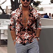 Men's Floral Shirt Button Up Shirt Long Sleeve Fashion Designer Casual Outdoor Daily Holiday Fall Winter Collar Print Button-Down Black Pink Red Green4