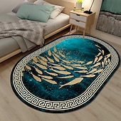 billige 3D digitale utskrifts tepper-3d oval gulvmatte stue teppe hjem soverom garderobe stue gulvmatte maskinvaskbart teppe