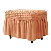 economico Fodera per poggiapiedi-fodera per pouf in spandex seersucker, fodera per poggiapiedi rettangolare elasticizzata bordeaux, fodere lavabili e sfoderabili per pouf contenitore, protezione in spandex alta per poggiapiedi