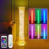 economico lampada da tavolo e da terra-lampada da terra intelligente, lampada alta rgb da 61&quot;, lampadine intelligenti a led dimmerabili e cambia colore rgbw e paralume in tessuto bianco, con telecomando, lampada da terra per soggiorno, camera da letto e sala giochi