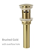 cheap Pop Up Drains-Brass Pop Up Sink Drain Stopper with Overflow Bathroom Faucet Vessel Vanity Sink Drainer