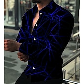 preiswerte Businesshemden für Herren-Herren Hemd Oberhemd Geometrische Muster Outdoor Casual Rote Blau Purpur Grün Langarm Umlegekragen Sommer Frühling Bekleidung Bedruckt